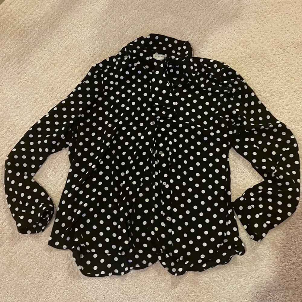 J. Crew Black and White Polka Dot Blouse